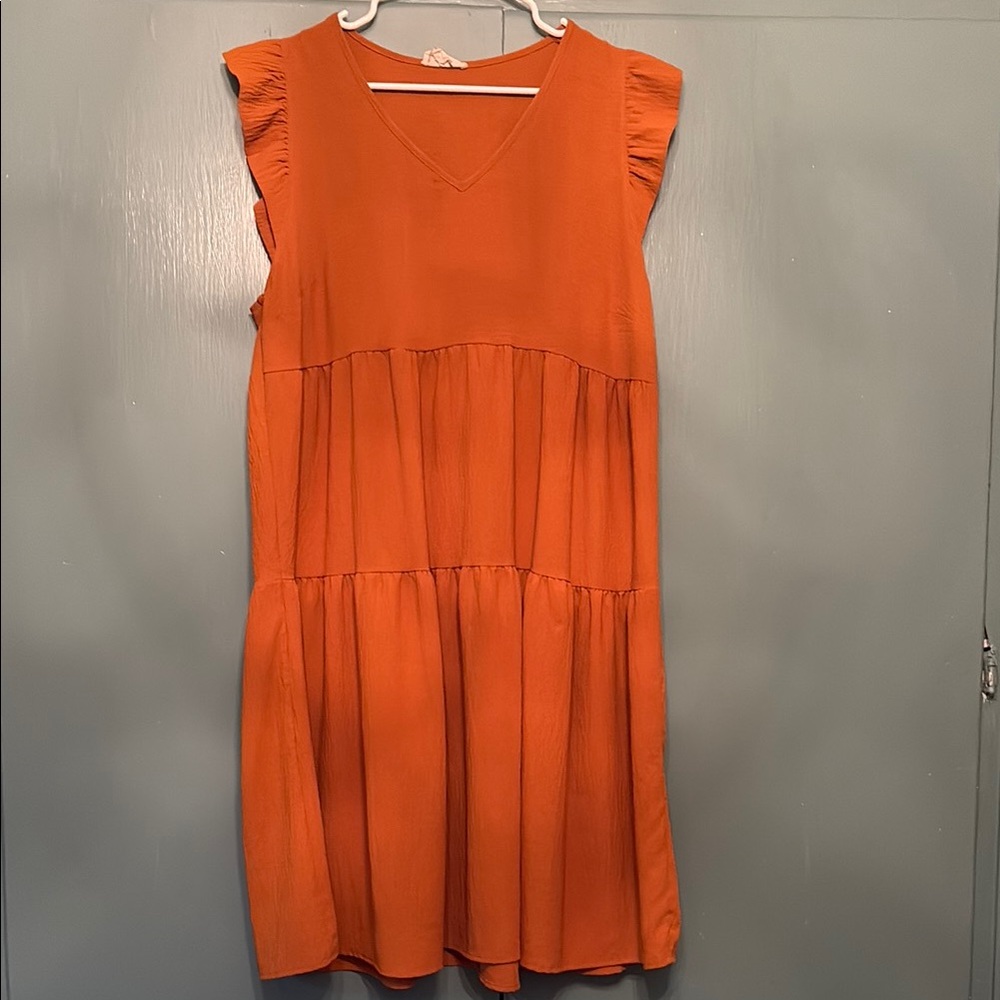 Orange Sleeveless Tiered Dress
